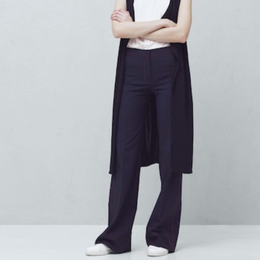 MNG Mango Navy Trouser with Red Seams